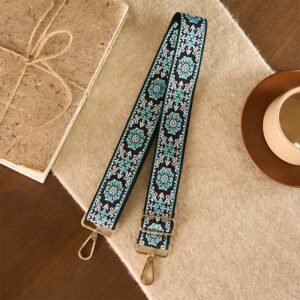 Bohemian Round Flower Geometric Embroidery Adjustable Handbags Crossbody Shoulder Bag Purse Straps Replacement
