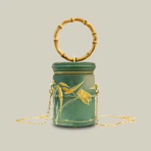 Cicada Song Embroidered Green Mini Bucket Bag