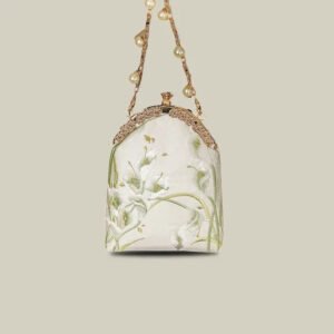Calla Lily Embroidered Pearl Chain Handbag