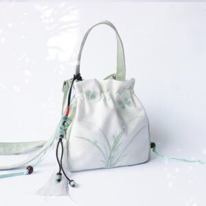 Handmade Embroidered Flowers Canvas Tote Shoulder Bag Handbag