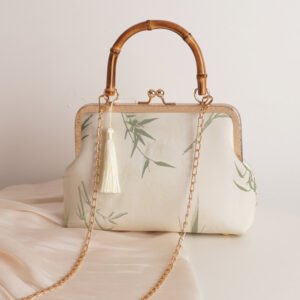 Elegant Suzhou Embroidery Handbag with Bamboo Leaf Motifs