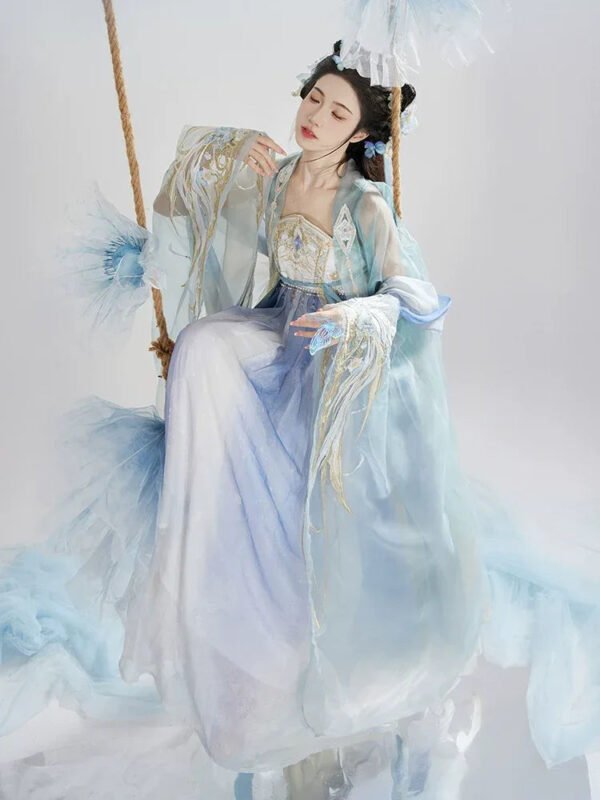 Original Hanfu Female Hezi Skirt Large Sleeved Shirt Heavy Industry Embroidered Fairy Spring/Summer Set
